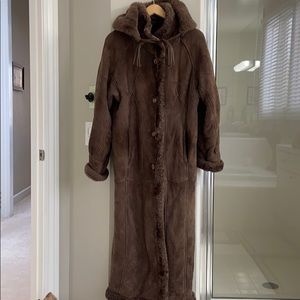 Sheepskin coat with detachable hood